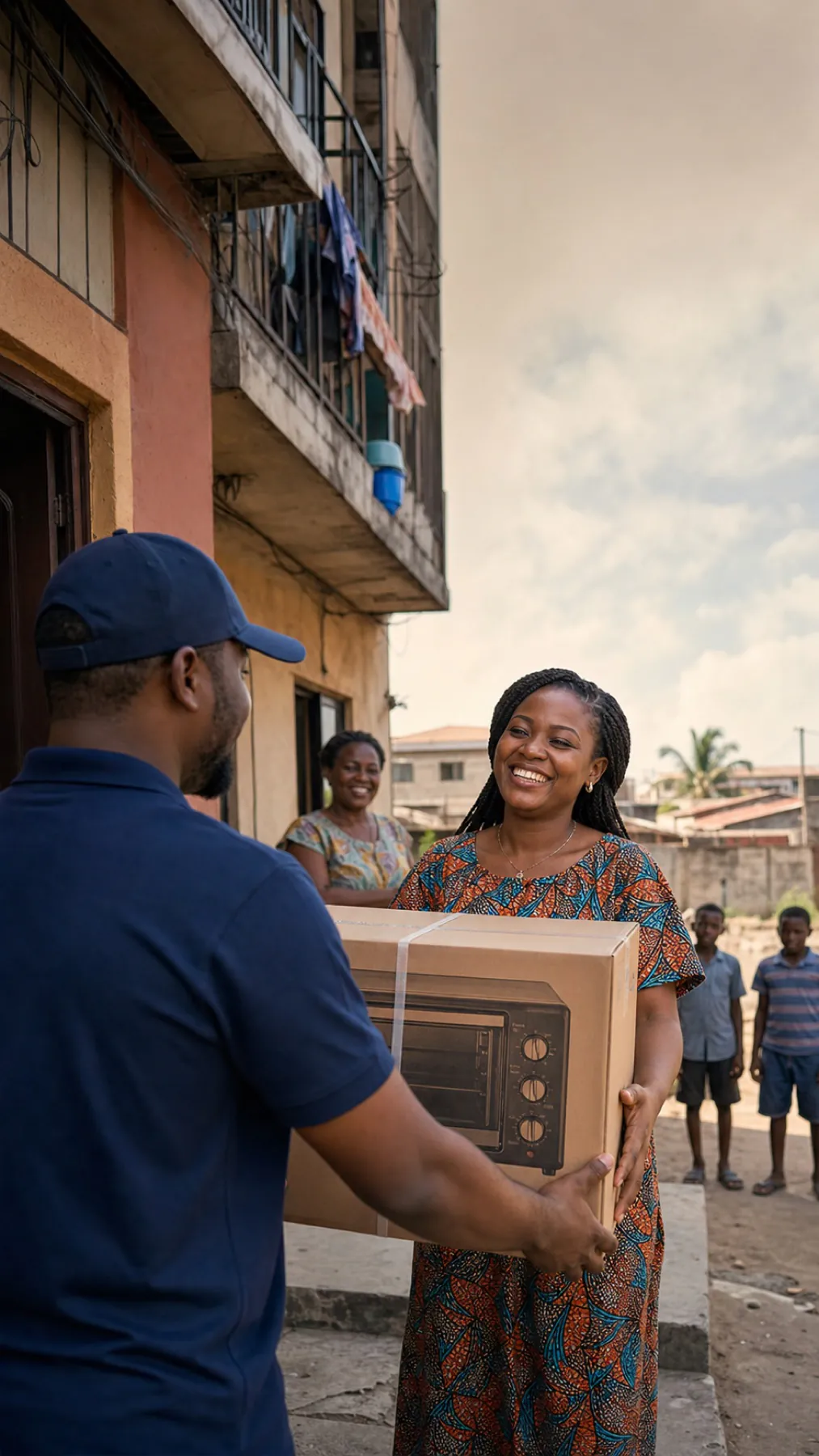 A customer receiving a product delivery